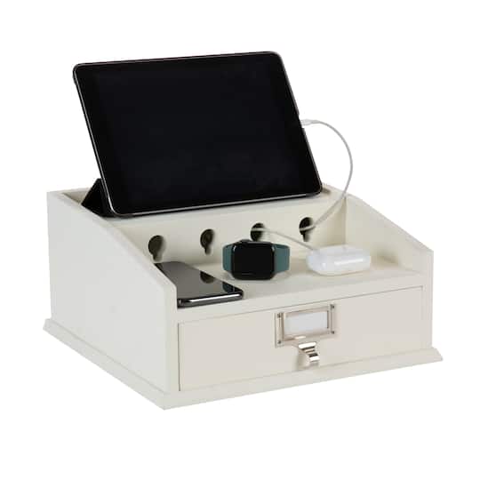 Organize It All White Charging Station With Drawer